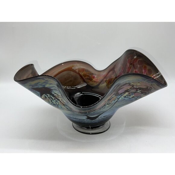 Buzz Williams Studio Art Glass Bowl Abstract Shape Alder House Signed 2004 Bowl - Picture 4 of 14